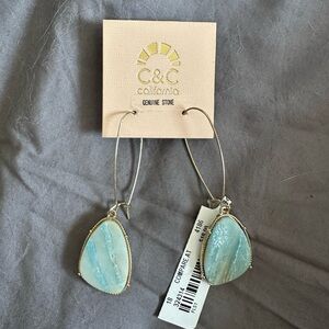 CC California’s genuine Amazonite stone earrings new nwt